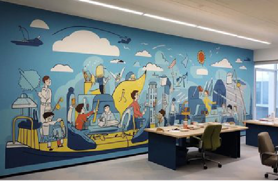山阳办公室墙绘的特点。
