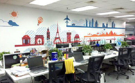 山阳教你设计办公室墙绘的方法。