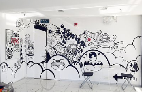 山阳手绘墙并非传统涂鸦。